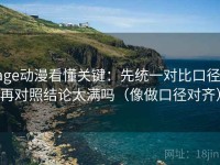 age动漫看懂关键：先统一对比口径，再对照结论太满吗（像做口径对齐）