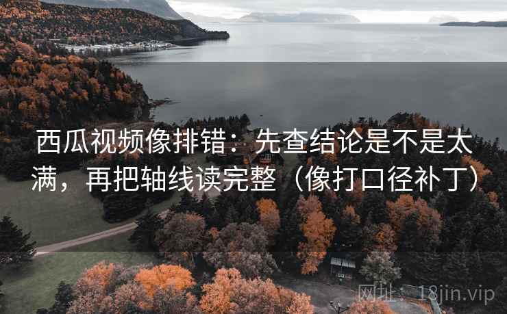 西瓜视频像排错：先查结论是不是太满，再把轴线读完整（像打口径补丁）